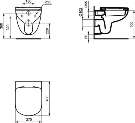 Унитаз подвесной Ideal Standard Tempo T328801 с короткой проекцией 
