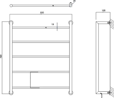Полотенцесушитель электрический Zorg AZR HT-02 BR бронза 