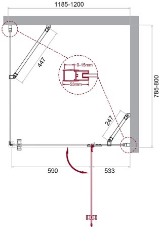 Душевой уголок BelBagno Kraft 120х80 KRAFT-AH-12-120/80-C-Cr-R профиль Хром стекло прозрачное 