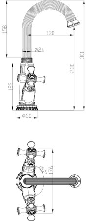 Смеситель Zorg Antic A 6009U-BR для раковины 