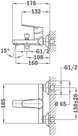 Смеситель для ванны Teka Manacor 841211200 Хром 