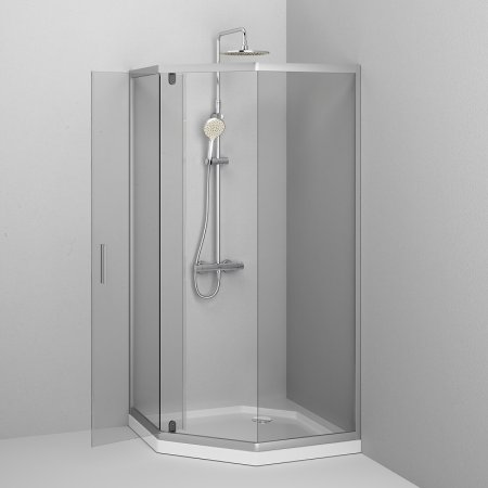 Душевой уголок AM.PM Gem 90x90 W90G-405-090MT профиль Хром матовый стекло прозрачное 