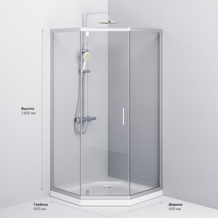 Душевой уголок AM.PM Gem 90x90 W90G-405-090MT профиль Хром матовый стекло прозрачное 