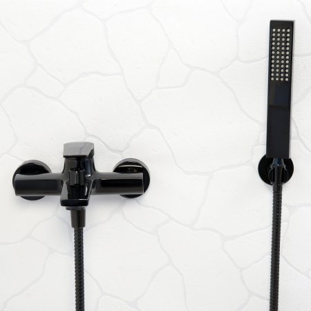 Смеситель WasserKRAFT Glan 6601 для ванны с душем, черный глянец 