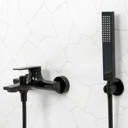 Смеситель WasserKRAFT Glan 6601 для ванны с душем, черный глянец 