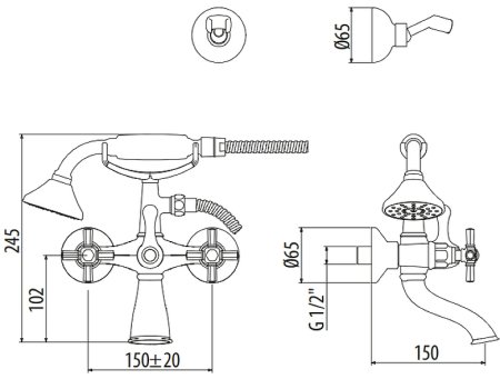 Смеситель для ванны Gattoni TRD TR501/18D0 Золото 24 карат 