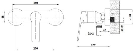 Смеситель для душа ESKO SINGAPORE  black (SB 80) 