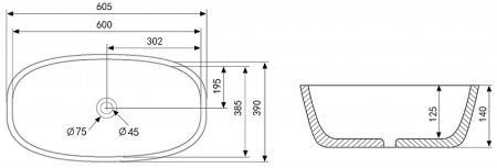 Раковина-чаша Abber Rechteck 60 AC2206MG Серая матовая 