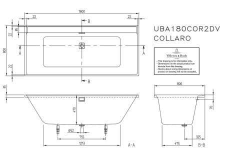 Акриловая ванна Villeroy & Boch Collaro UBA180COR2DV-01 