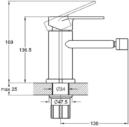 Смеситель для биде G-Lauf NOB2-A128YW Белый матовый 