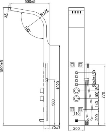 Душевая панель Denberg LT-202 с термостатом Бамбук 