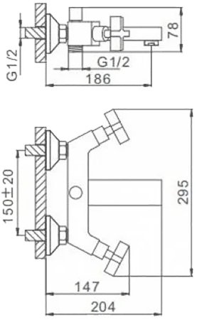 Смеситель для ванны Frap H78 F3078 Хром 