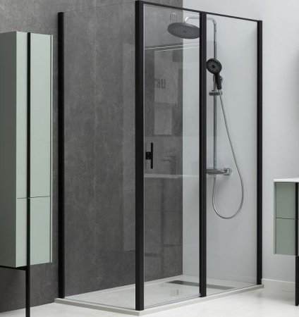 Душевая дверь Allen Brau Priority 120 3.31009.BBA профиль Черный брашированный стекло прозрачное 