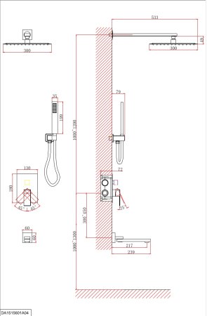 Душевая система D&K встраиваемая с изливом Bayern.Liszt (DA1515605A04) 