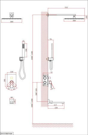 Душевая система D&K встраиваемая с изливом Bayern.Liszt (DA1515605A04) 