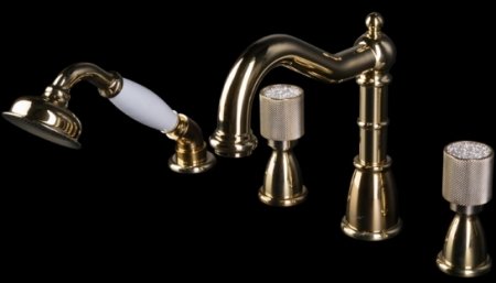 Смеситель на борт ванны Boheme Royal Cristal 395-Royal/CRST Золото 