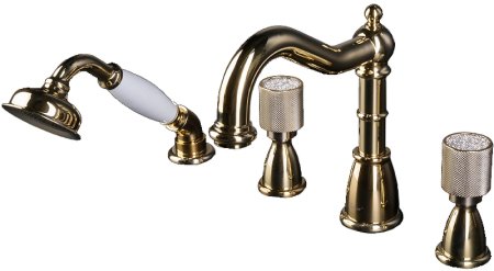 Смеситель на борт ванны Boheme Royal Cristal 395-Royal/CRST Золото 