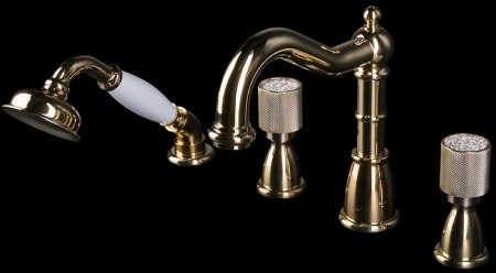 Смеситель на борт ванны Boheme Royal Cristal 395-Royal/CRST Золото 