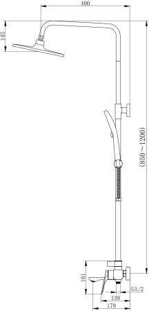 Душевая стойка HAIBA со смесителем 3 режима хром (HB24816) 