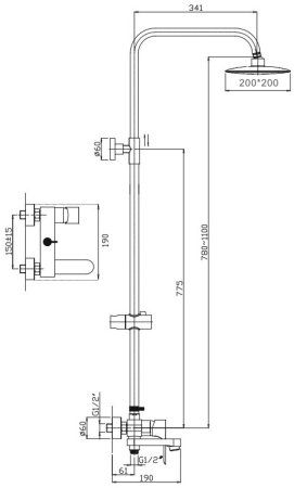 Душевая система Haiba черный (HB24816-7) 