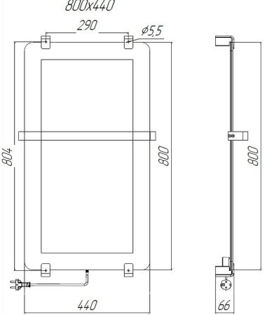 Электрический полотенцесушитель Allen Brau Infinity 44x80 8.21001.GL зеркальный 