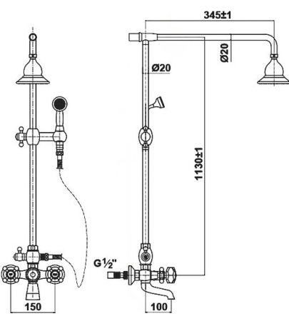 Душевая система Timo Nelson SX-1090 бронза 