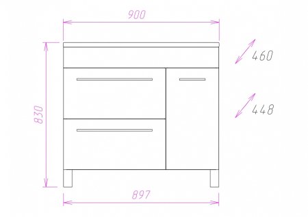 Тумба с раковиной Onika Олимп 90.13-2 белая 