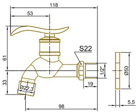 Кран для одного типа воды Bronze de Luxe 21599/1 Бронза 